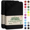 NatureMark Lenzuolo con Angoli per Bambini 70x140 cm - Jersey Morbido, 100% Cotone, Set da 2 per Culla e Lettino, Nero