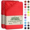 NatureMark Lenzuolo con Angoli per Bambini 70x140 cm - Jersey Morbido, 100% Cotone, Set da 2 per Culla e Lettino, Rosso