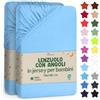 NatureMark Lenzuolo con Angoli per Bambini 70x140 cm - Jersey Morbido, 100% Cotone, Set da 2 per Culla e Lettino, Azzurro Chiaro
