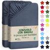 NatureMark Lenzuolo con Angoli per Bambini 70x140 cm - Jersey Morbido, 100% Cotone, Set da 2 per Culla e Lettino, Grigio Antracite