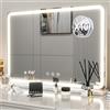 LIANWANG Specchio Trucco con Luci 80x55 cm, Specchio Hollywood con Luci LED Regolabili, 3 Modalità, Caricatore USB, Memoria Intelligente, Controllo Touch, Montaggio a Parete, Bianco