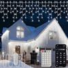 Gliztech 10M Luci a Cascata per Esterno Natalizie con App (Bianco Freddo) | Luci Natale Esterno Cascata Impermeabili IP44, Luci Esterno Natale da Interno, per Balconi, Feste, Ringhiere, Giardino