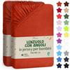 NatureMark Lenzuolo con Angoli per Bambini 70x140 cm - Jersey Morbido, 100% Cotone, Set da 2 per Culla e Lettino, Rosso Ruggine