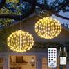 Bigzom Luci natalizie a sfera, 20 cm, bianco caldo, 2 pezzi | Sfera luminosa per esterni con timer, 81 LED, impermeabile, 8 modalità, per finestre, soggiorno, balcone