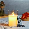 Lonkenn Candele LED, Flickering Flameless Candele, Candele LED a Ricaricabile con Glass, Candele con Telecomando, Realizzato in Vera Paraffina, Funzione Timer 24 Ore per Decorazione,Festa, Vacanze-10cm Bianco