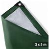 Dripex Telo Impermeabile da Esterno 3 x 5 m, Telone protettivo impermeabile da 140 g/m² con occhielli,per Barche, Legno, Piscina, Mobili da giardino, Auto, verde/argento