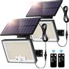 SIGRILL Faretti Solari a LED da Esterno, 172 LED Luce Solare LED Esterno con Sensore di Movimento, IP65 Impermeabile Luci Solari da Esterno con Telecomando, Lampade Solari (2 Pezzi - Bianco Freddo)