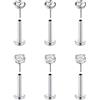 FECTAS 6pcs Senza Filo Push-in Cartilagine Tragus Helix Piercing Gioielli Flat Back Orecchini in Acciaio Inox 16G 6mm 8mm 10mm Lip Bars Labret Stud Lip Ear Medusa Piercing 2mm 3mm 4mm CZ