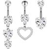 Aucuu Piercing Ombelico 14G in Acciaio Chirurgico, 1.6mm Sterile Banana Sopracciglia Curved Barbell Cristallo Palla, Gioielli Pancia Donne-12mm