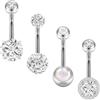 Aucuu Piercing Ombelico 14G in Acciaio Chirurgico, 1.6mm Sterile Banana Sopracciglia Curved Barbell Cristallo Palla, Gioielli Pancia Donne-12mm