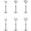 FECTAS 6pcs Senza Filo Push-in Cartilagine Tragus Helix Piercing Gioielli Flat Back Orecchini in Acciaio Inox 16G 6mm 8mm 10mm Lip Bars Labret Stud Lip Ear Medusa Piercing 2mm 3mm 4mm CZ