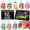 Pigipigi Kids Scratch Art Bambini - Gadget Compleanno Bambini (16 pezzi Natale) | Regalini Fine Festa Compleanno, Set con Quaderno da Grattare, Stencil e Penne in Legno, Lavoretti Creativi per 3-12 Anni