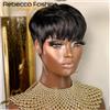 Rebecca Youth Pixie parrucche Bob per capelli umani lisci colorati a taglio corto con frangia per le donne capelli Remy brasiliani bordeaux rosso marrone fatto a macchina