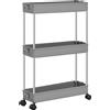 SONGMICS Carrello ausiliario con ruote, carrello da cucina, scaffale con ruote, carrello da bagno, per la cucina, 40 x 13,5 x 60 cm, grigio/bianco