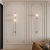 NONE Lampade da parete moderne a palo lungo Lampade da parete in vetro bianco latte Oro nero Soggiorno LED rotondo Corridoio Ingresso Corridoio Sconce da parete