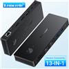 Lemorele Hub USB 13 in 1 con HDMI DP 4K@60Hz, Adattatore RJ45 10Gbps, Splitter Type C, Hub 3.0, Caricatore PD 100W, Docking Station per Laptop