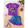 NONE Completo estivo casual da bambina 2 pezzi con stampa anime K-POP: T-shirt a maniche corte e pantaloncini con stampa a stella e orlo arricciato