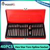 NONE Podofo Kit 40 Pezzi Punte Esagonali Torx Spline per Avvitatore a Impatto da 1/2 e 3/8 Pollici, Attrezzi per Riparazione Auto T20 T25 T30 T40 T45 T50 T55