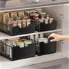 HiMISS Organizzatore Estraibile per Armadietti Resistente - Cestello di Stoccaggio Espandibile in Metallo con Guide Scorrevoli - Per Sotto Lavello, Dispensa, Bagno, Mensola di Cucina - Acciaio al Carbonio,