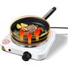 NONE Per Casa, Cucina ed Esterni - Piastra Elettrica Singola Bianca da Tavolo in Ghisa 1000W, Fornello Elettrico Portatile con 5 Livelli e Indicatore di Potenza, Protezione dal Surriscaldamento