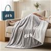 BenasciuttiCasa Plaid in pile120x160 Joy Dogs grigio con sherpa + borsa petrolio