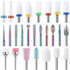 flintronic Set di 26 Punte da Trapano per Unghie, 3/32 Pollici per Unghie per Rimuovere Gel, Acrilico, Cuticola, Strumenti per manicure pedicure-colori