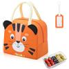 Aucuu Borsa Termica, Borsa per il Pranzo, per Bambini, Piccola Borse Termica per Viaggi, Mini Borse Frigo Pieghevole e Impermeabile Interno in Alluminio-(Tigre arancione)