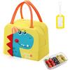 Aucuu Borsa Termica, Borsa per il Pranzo, per Bambini, Piccola Borse Termica per Viaggi, Mini Borse Frigo Pieghevole e Impermeabile Interno in Alluminio-(Dinosauri)