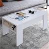 Dmora Tavolino da Salotto Femmine 98x50x43h cm Bianco Un Vano Piano Sollevabile, Forma Rettangolare