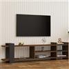 Dmora Mobile Porta TV Lavila 156x30x40h cm Marrone Noce 2 Ripiani 5 Vani, Peso Supportato 40 kg