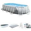 Intex Piscina fuori terra con struttura ovale intex prisma frame con pompa filt grigio chiaro 503x274x122 cm - cod. 26796np