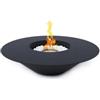 Divina Fire Camino bioetanolo da terra tondo per interno esterno divina fire santorini in acciaio nero Ø60x15 cm