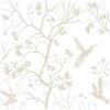 FunStick Carta da Parati Adesiva Muro Floreale Uccelli Beige Bianco Vintage Casetta di Campagna Carta Autoadesiva per Pareti Camera da Letto Bianco Pellicola Adesiva Decorativa per Mobili 44.5CMx3M