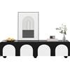 Moonbite Support TV Moonbite con 2 cassetti e 2 ante, mobile basso da 180 cm con piedini sferici, passacavi, frontali bianchi, pannello MDF e pannello truciolare, colore nero