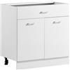 VEVOR Mobiletto Base Pronto per Montaggio Larghezza 80cm 1 Cassetto 2 Ante Mobiletto non Assemblato, 800 x 475 x 815mm, Chiusura Ammortizzata, Ripiano Regolabile, per Cucina, Ufficio, Soggiorno, Bagno