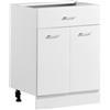 VEVOR Mobiletto Base Pronto per Montaggio Larghezza 60cm 1 Cassetto 2 Ante Mobiletto non Assemblato, 600x475x815mm, Chiusura Ammortizzata, Ripiano Regolabile, per Cucina, Ufficio, Soggiorno, Bagno