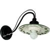 Petra Lux Applique rustica in ceramica con piatto bianco d.18 liscio decorato a mano filo VERDE decoro PRATO con struttura nero-opaco 1XE27/LUX40050PA/20