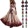 Viunychn Costume Halloween Donna Vestito Maxi Scollo a V Maniche Lunghe Vestito Strega Vampira Medievale Costumi Motivo Scheletro E Rose Gotico Per Carnevale Feste Tema