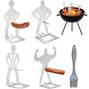 APLOS 5 supporti per salsicce da barbecue, da uomo, in acciaio inox, per hot dog, con pennello per olio in silicone, regalo per campeggio all'aperto, regalo per gli amanti del barbecue