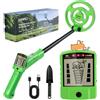 OMMO Ricaricabile Metal Detector per Bambini, Verde | Schermo LCD Retroilluminat, Stelo Regolabile da 20''-34'', Metal Detector Portatile per Bambini per Esplorazioni all'aperto