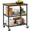 Relaxdays Carrello da cucina, nero/marrone | 3 livelli, HxLxP: 77,5 x 60 x 40 cm, portata 30 kg, acciaio e MDF