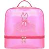 MotiveTech Zaino Danza Bambini Ballerina Borsa Zainetto Trolley Sacca Olografico Brillante con Ballerina Ricamata PVC Impermeabile Fondo Separato per Scarpe, Rosso Rosa