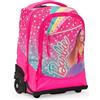 PRESTIGE & DELUXE Trolley Zaino scuola compatibile con Barbie Rosa Spallacci Imbottiti, Per Bambina, Scuole Elementari + omaggio 7 penne multicolore e portachiave paillettes