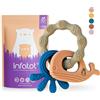 Infatot® Giocattolo da dentizione in silicone per bambini da 0 a 6 mesi, balena octo, giocattolo da dentizione per bambini, ciuccio e massaggiagengive, senza BPA, colore blu cobalto