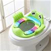 Oskuglin Riduttore WC Bambini Delfino, Maniglie Schienale, 1-6 Anni Verde | Riduttore WC con paraspruzzi da 7 cm, cuscino in PVC antiscivolo e schienale ergonomico. Adatto a WC di forma O, V e U.