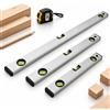 Relaxdays Livelle a bolla, argento | set di 3, 40/60/100 cm, 3 bolle 0°/45°/90°, scala metrica, profilo in alluminio
