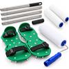 Relaxdays Set per rivestimenti pavimenti, bianco/verde | 4 pz., rullo chiodato, scarpe chiodate con misure 39-46, asta telescopica