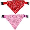 Alide 2 pezzi collare bandana per cani triangolo sciarpa bavaglino lavabile regolabile bohémien floreale accessori per animali domestici per collo da 33 cm a 53 cm rosso/rosa
