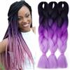 TESS 60 cm Extension per Treccine Africane Nero/Purple/Viola, Extension Capelli Treccine 1 Pezzi Jumbo Treccia (100g/Pezzi) Capelli Finti per Treccine