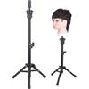 LianSinGo Mini treppiede per parrucche, supporto per testa di manichino, regolabile e pieghevole, supporto da scrivania per parrucchieri, styling (nero)